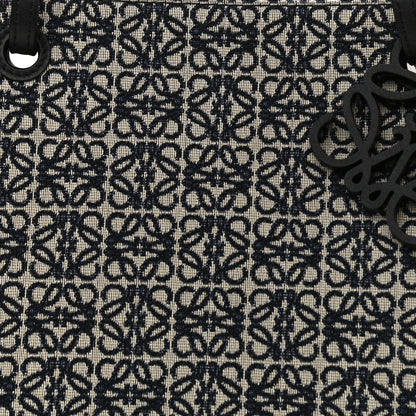 Loewe Jacquard Anagram Calfskin East West Tote Navy Black 8 of 8