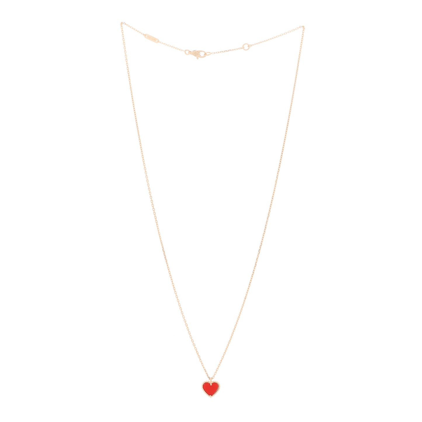 18K Rose Gold Carnelian Sweet Alhambra Heart Pendant Necklace
