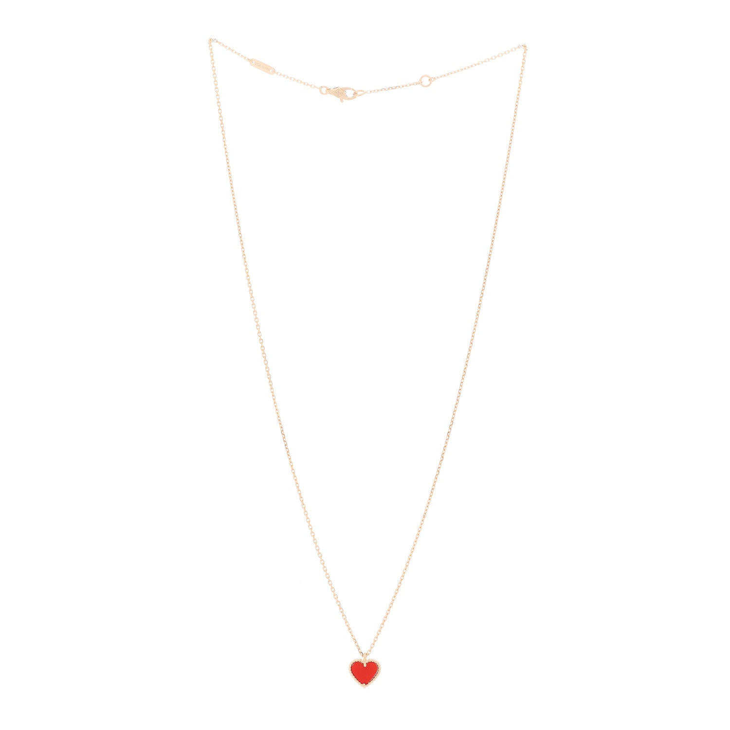 Van Cleef & Arpels 18K Rose Gold Carnelian Sweet Alhambra Heart Pendant Necklace 2 of 5