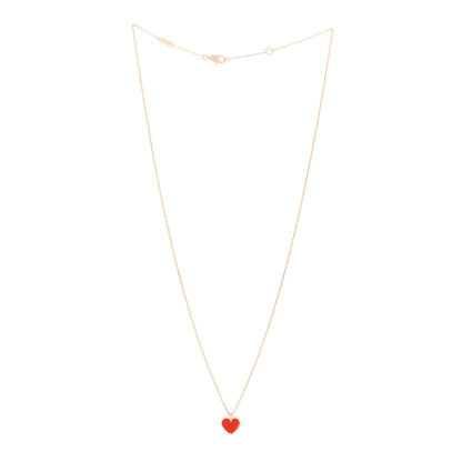 Van Cleef & Arpels 18K Rose Gold Carnelian Sweet Alhambra Heart Pendant Necklace 2 of 5