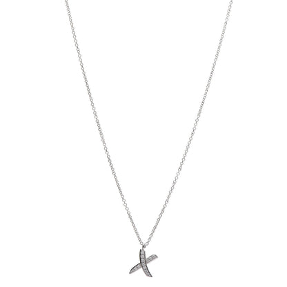 Tiffany 18K White Gold Diamond Paloma Picasso Graffiti X Pendant Necklace 1 of 7