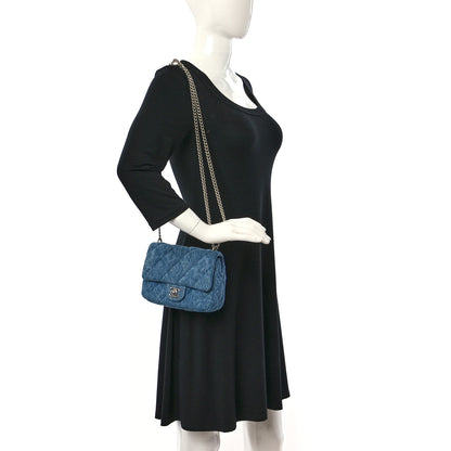 Chanel Denim Quilted Camellia Sweetheart Mini Flap Blue 2 of 10