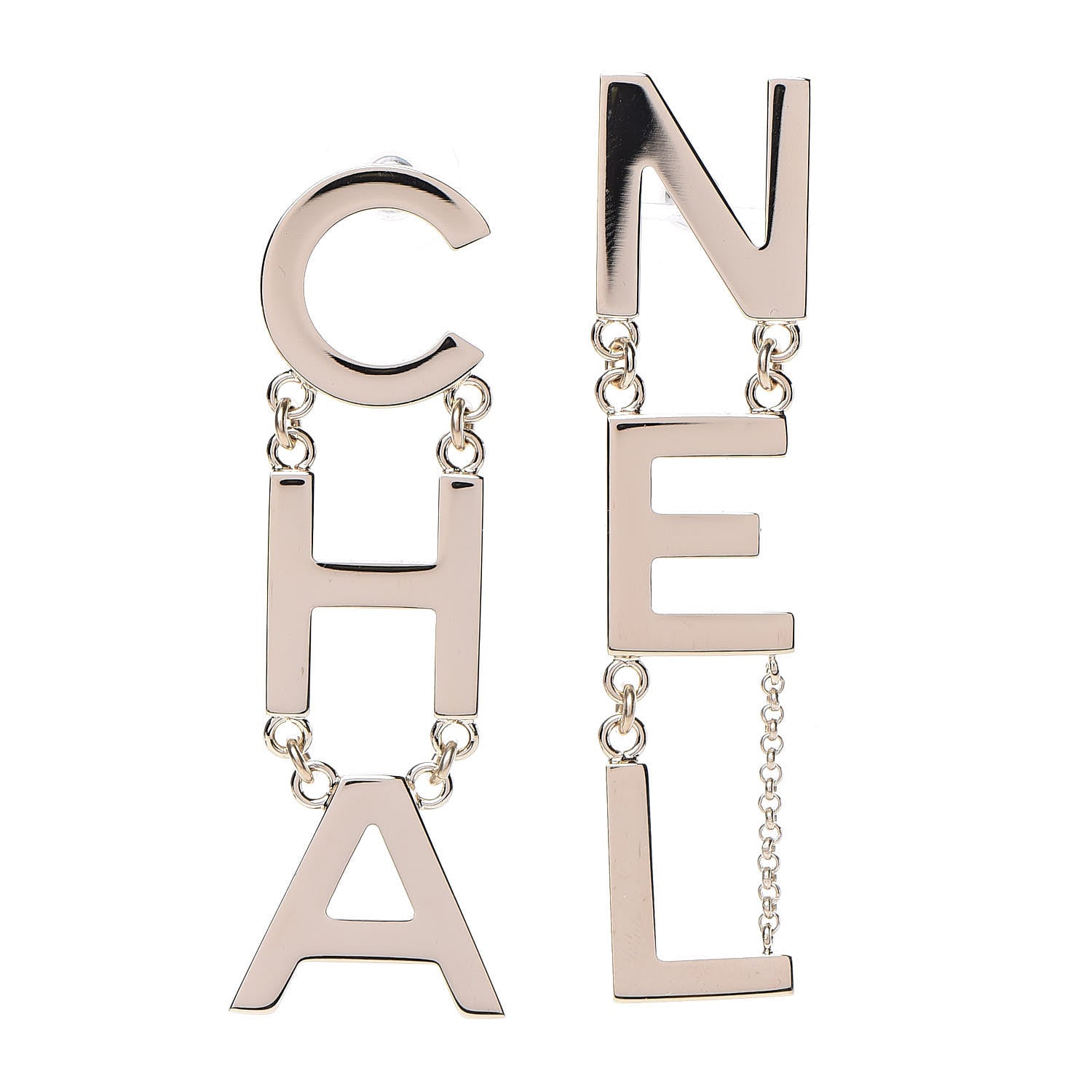 Chanel Metal Cha-Nel Logo Drop Earrings Gold 1 of 5