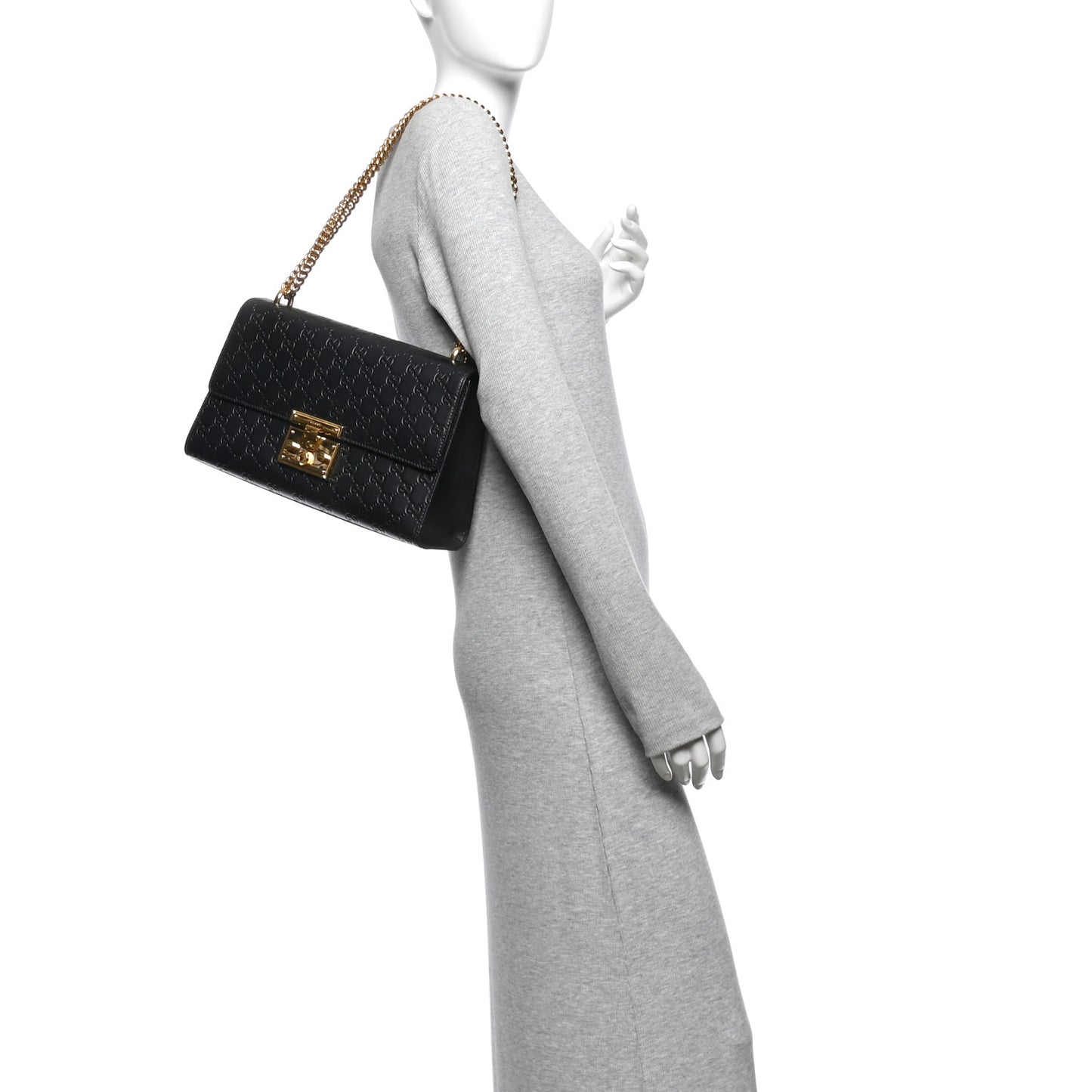 Guccissima Medium Padlock Shoulder Bag Black