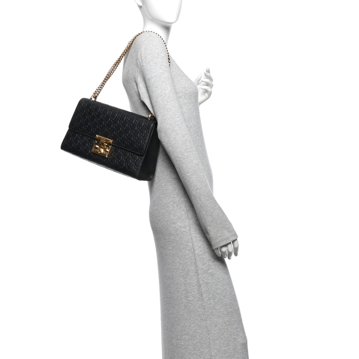 Gucci Guccissima Medium Padlock Shoulder Bag Black 2 of 13