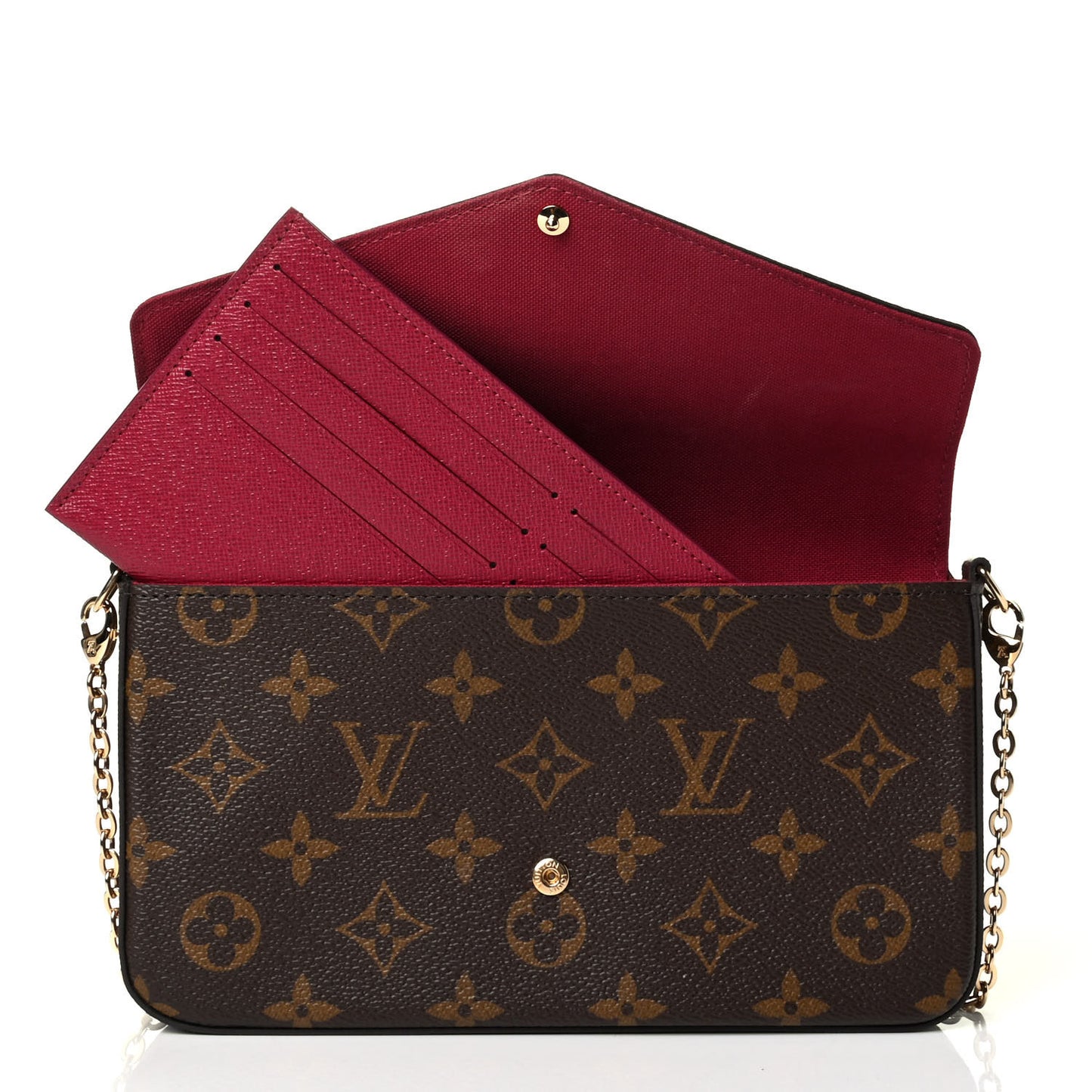 Monogram Pochette Felicie Chain Wallet Fuchsia