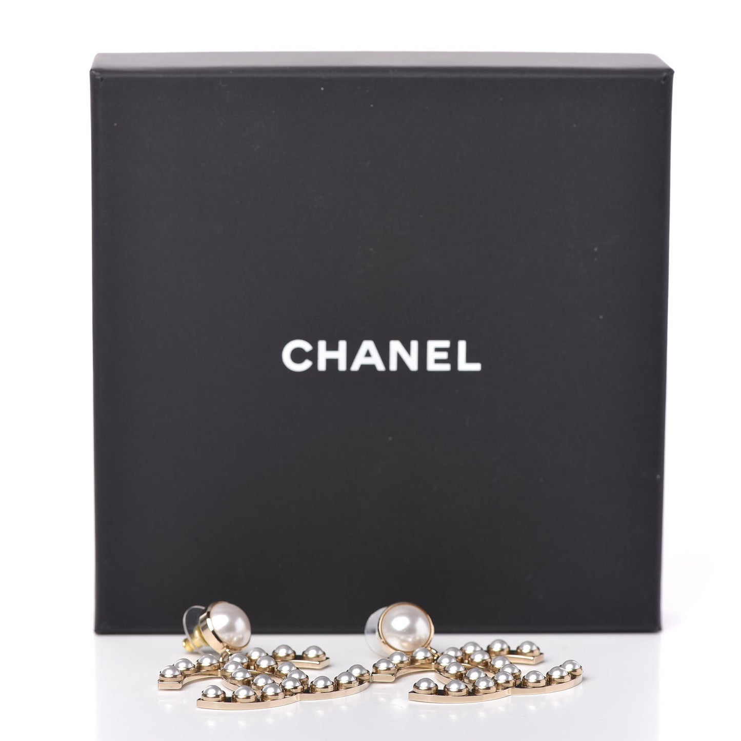 Pearl CC Drop Earrings Gold