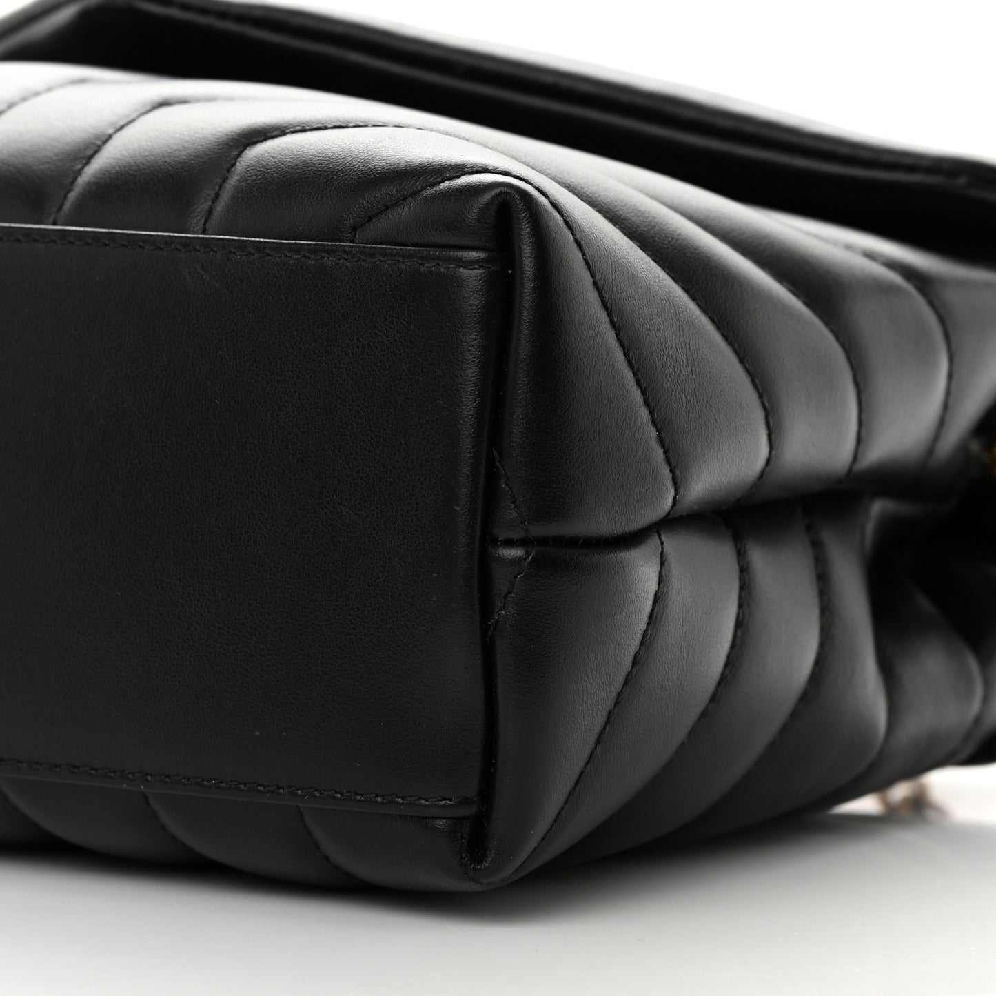 Calfskin Y Quilted Monogram Small Loulou Chain Satchel Black