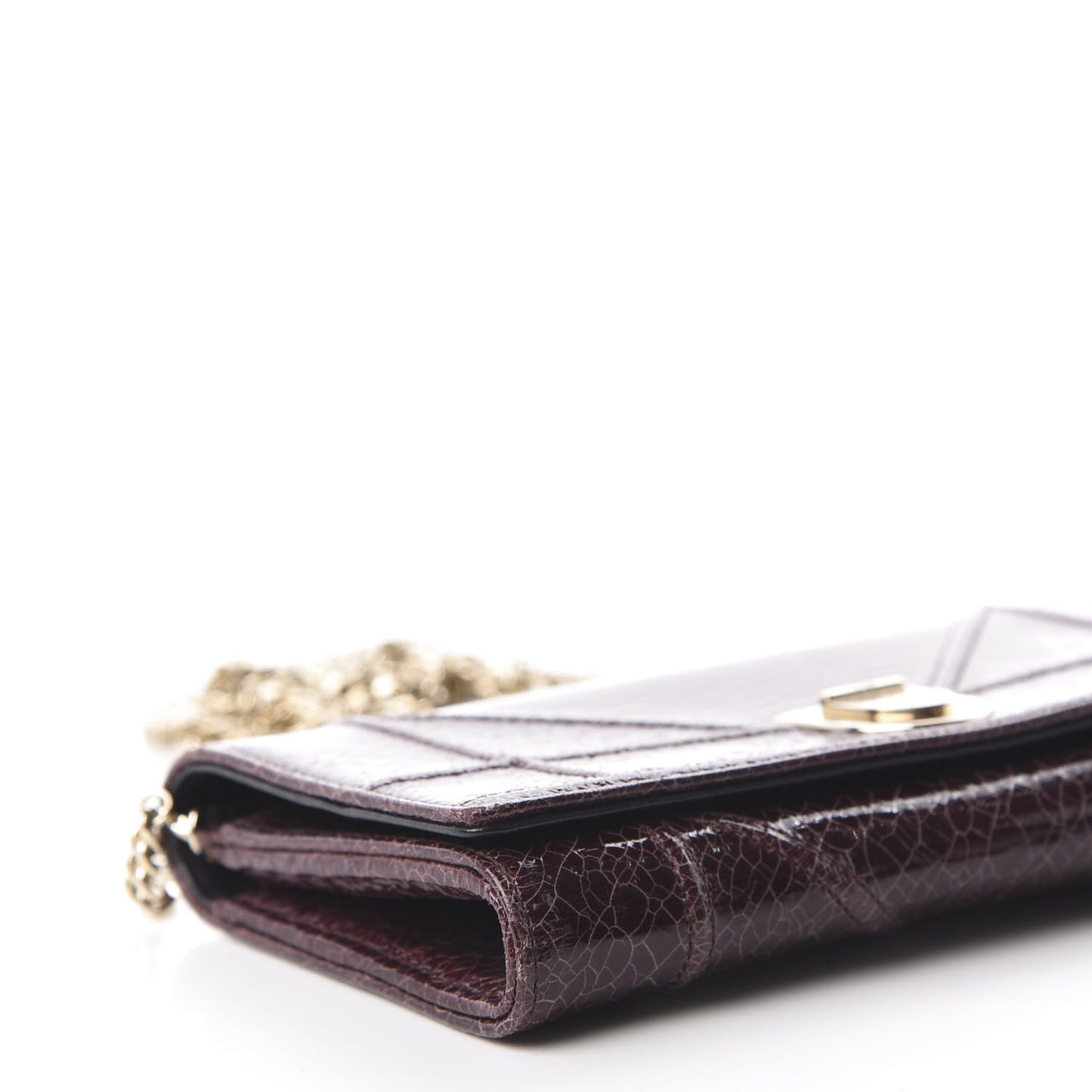 Ceramic Effect Deerskin Diorama Croisiere Chain Wallet Burgundy