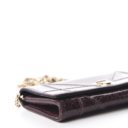 Christian Dior Ceramic Effect Deerskin Diorama Croisiere Chain Wallet Burgundy 6 of 9