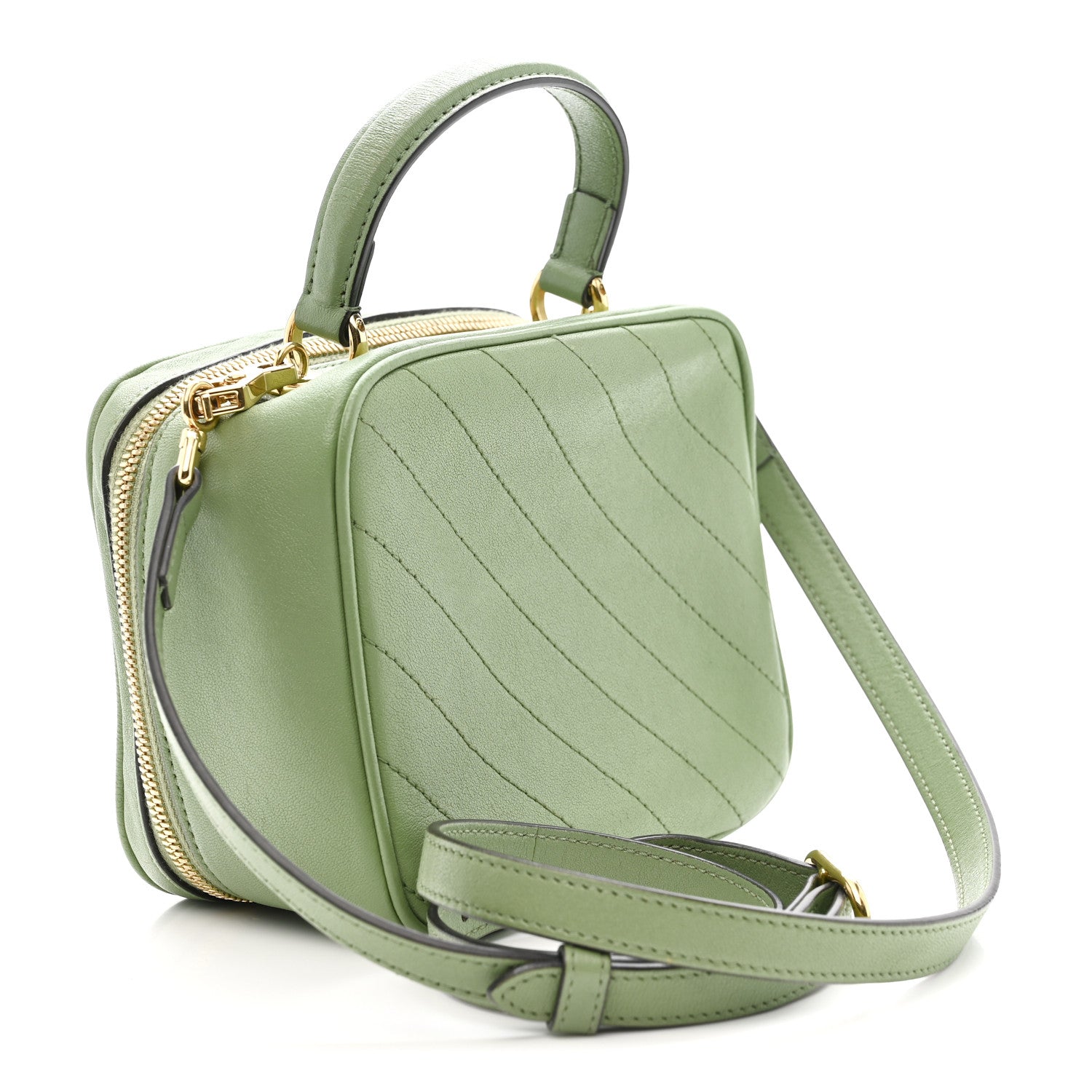 Gucci Sakai Be Green Calfskin Diagonal Stitched Blondie Top Handle Bag Light Green 3 of 12