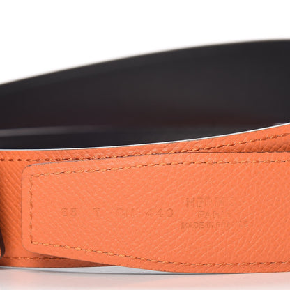 Hermes Swift Epsom 32mm Belt Strap 85 Black Orange 5 of 6