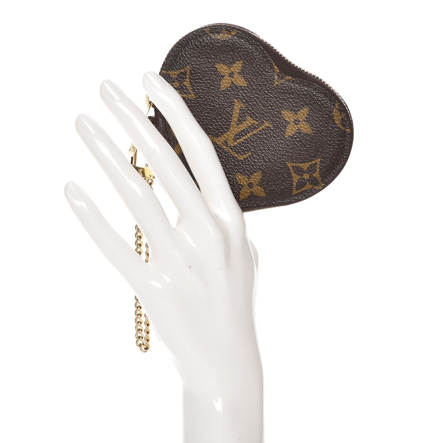 Monogram Leopard Coeur Heart Coin Purse Blanc Corail