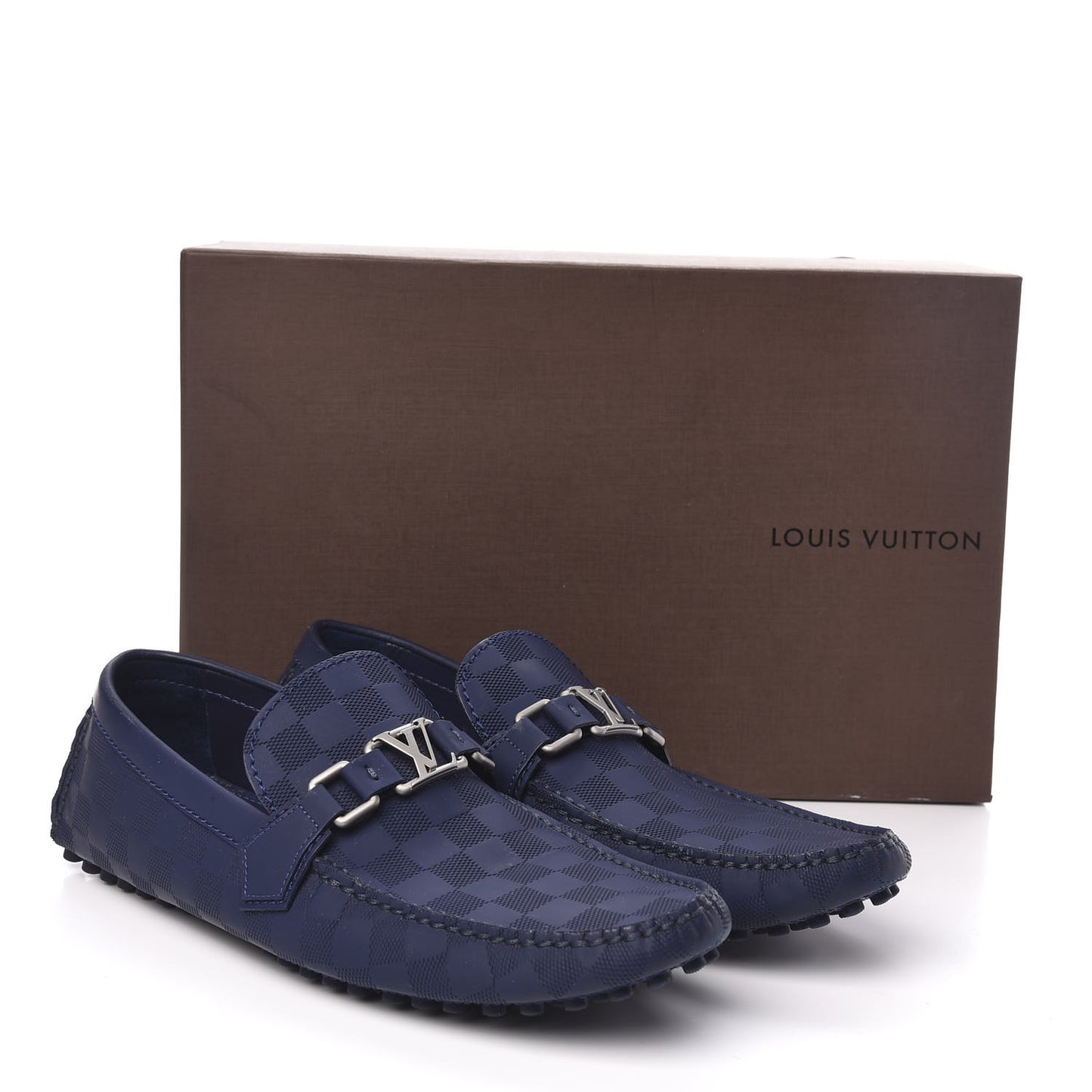 Damier Infini Mens Hockenheim Moccasin Loafers 9 Cosmos
