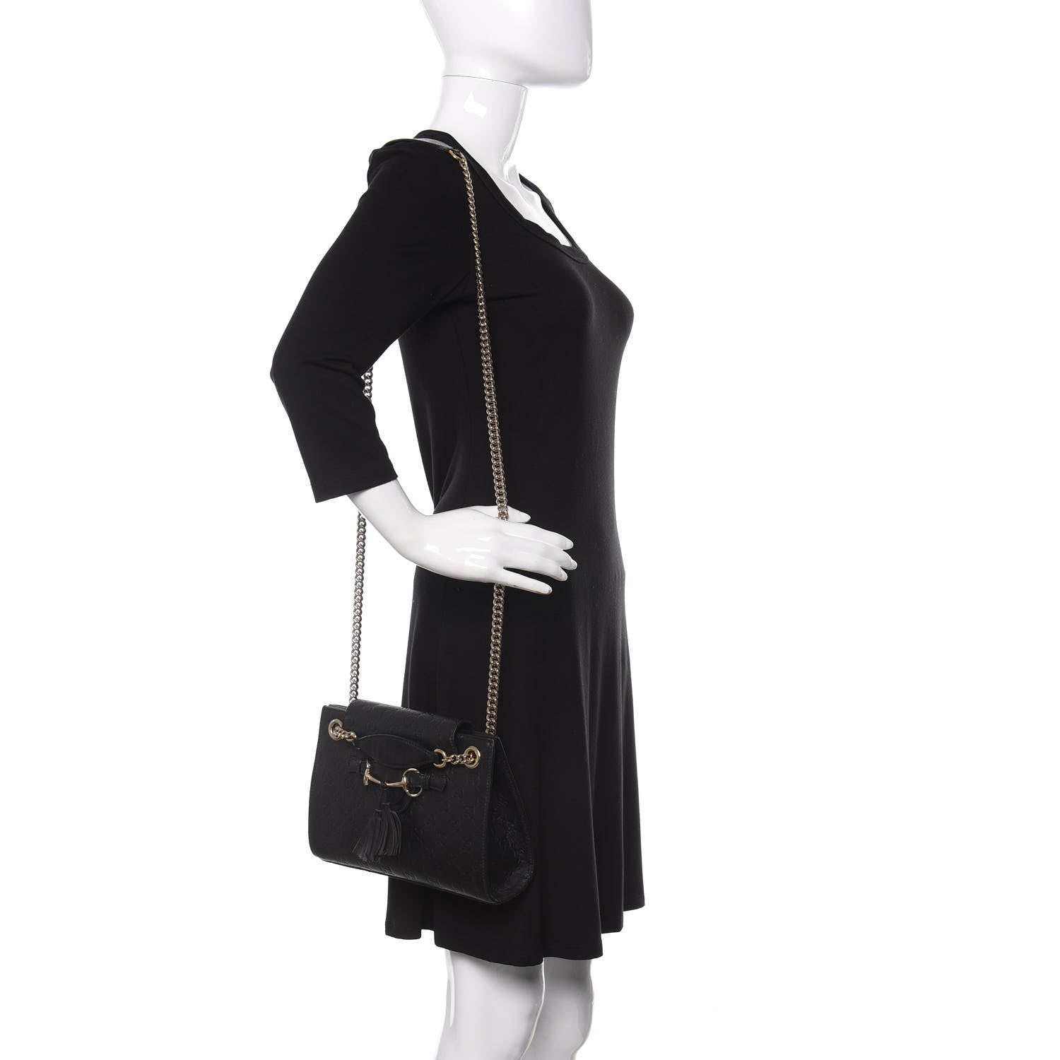 Gucci Guccissima Small Emily Shoulder Bag Black 2 of 14