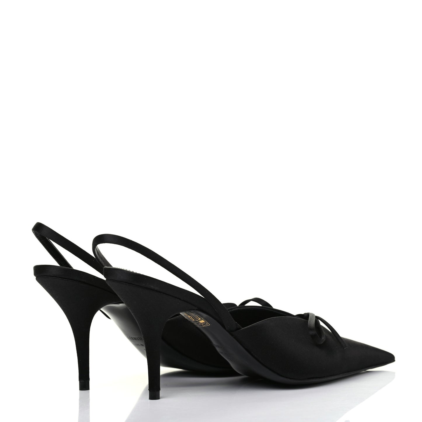 Satin Pointed Toe Knife Slingback Mules 37 Black