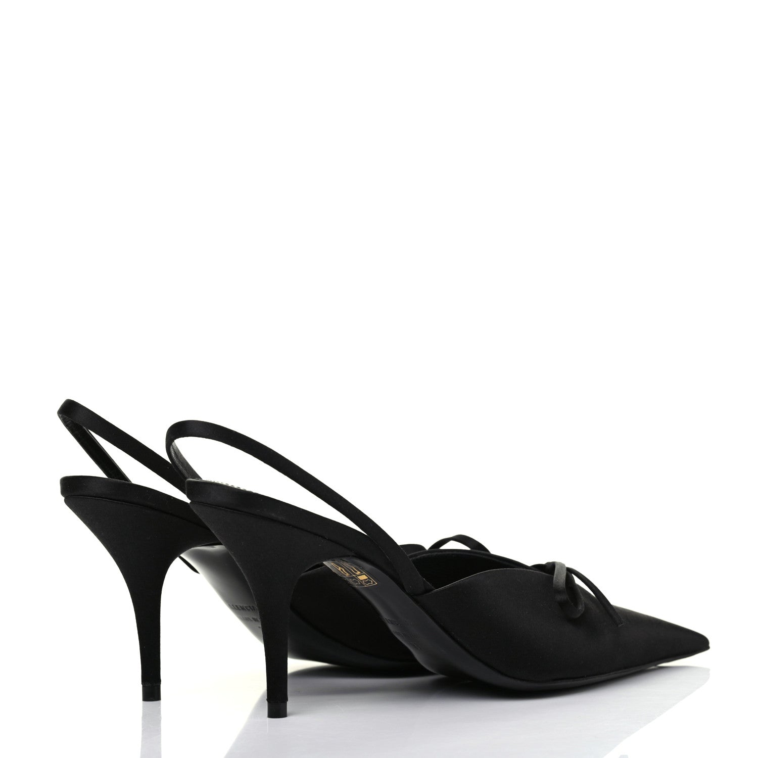 Balenciaga Satin Pointed Toe Knife Slingback Mules 37 Black 4 of 10