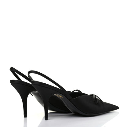Balenciaga Satin Pointed Toe Knife Slingback Mules 37 Black 4 of 10