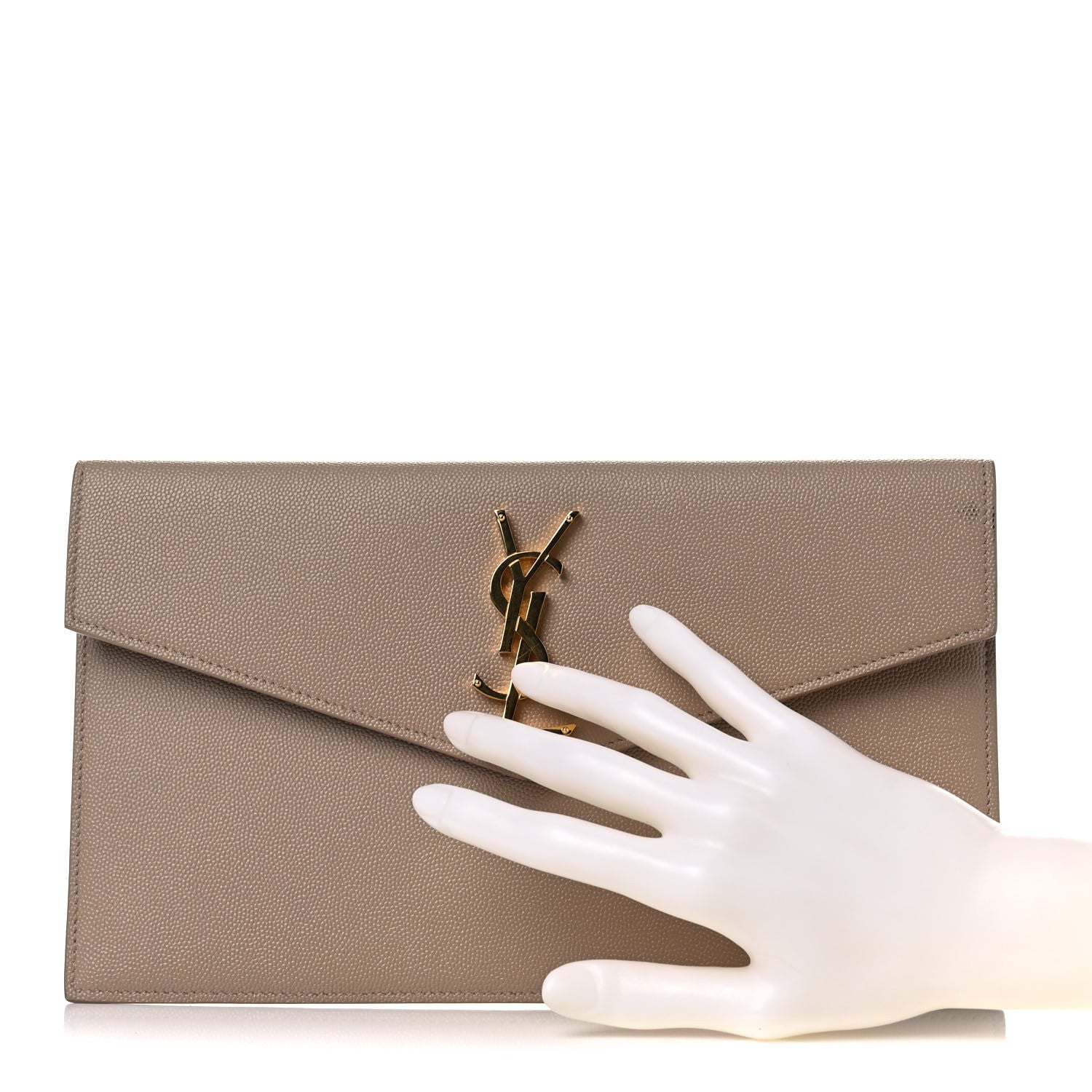 Saint Laurent Grain De Poudre Uptown Pouch Dark Beige 2 of 9