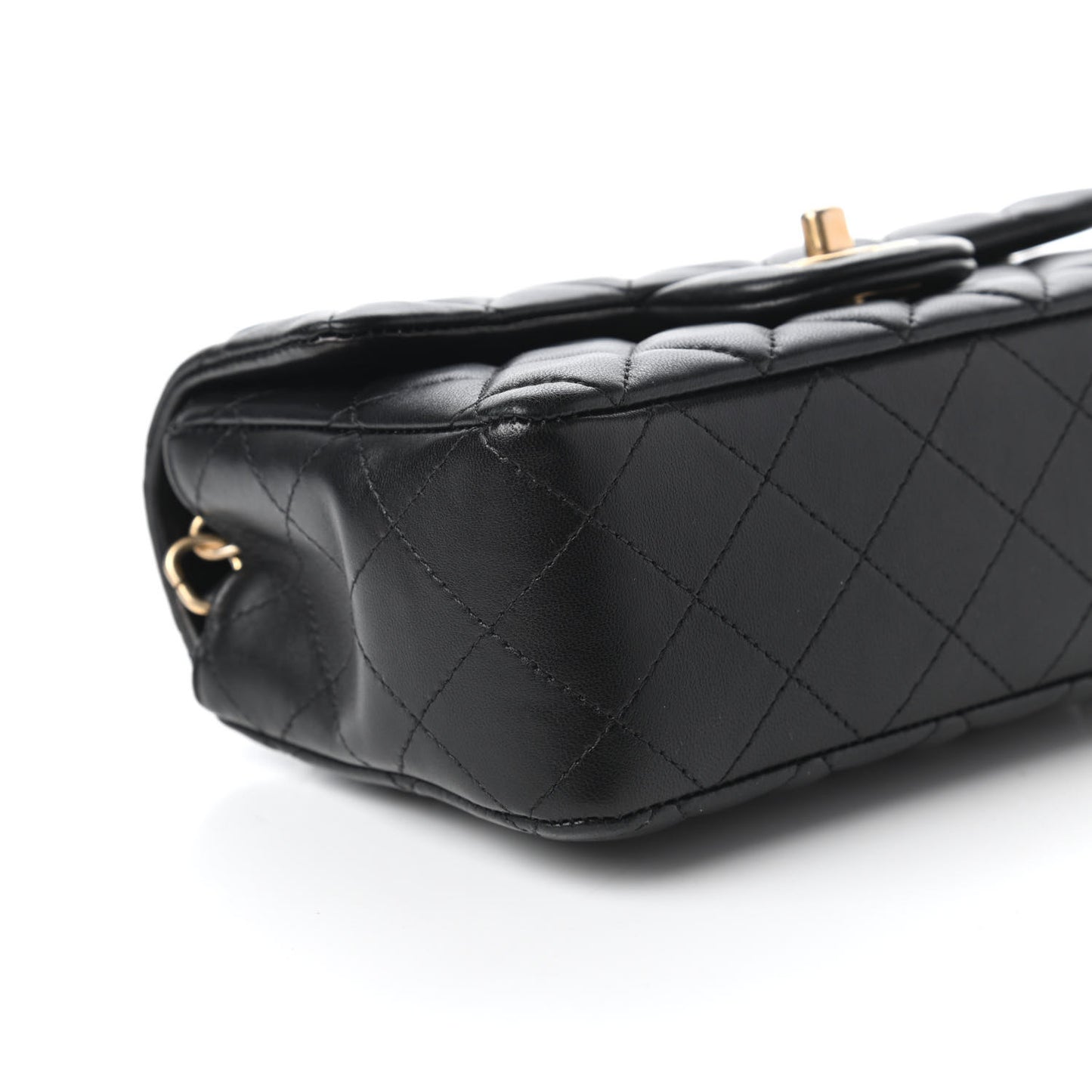 Lambskin Quilted Mini Rectangular Flap Black