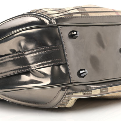 Burberry Metallic Patent House Check Sliced Beaton Pewter 8 of 10