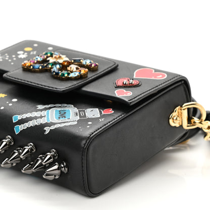 Dolce & Gabbana Crystal Embellished Calfkskin Mini Milennials Robot Satchel Black 7 of 7