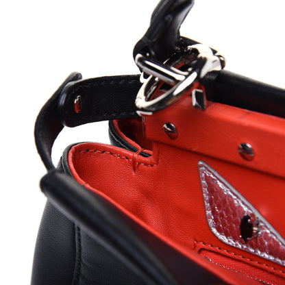 Fendi Nappa Karung Monster Eyes Mini Peekaboo Iconic Satchel Black Papavero 13 of 23