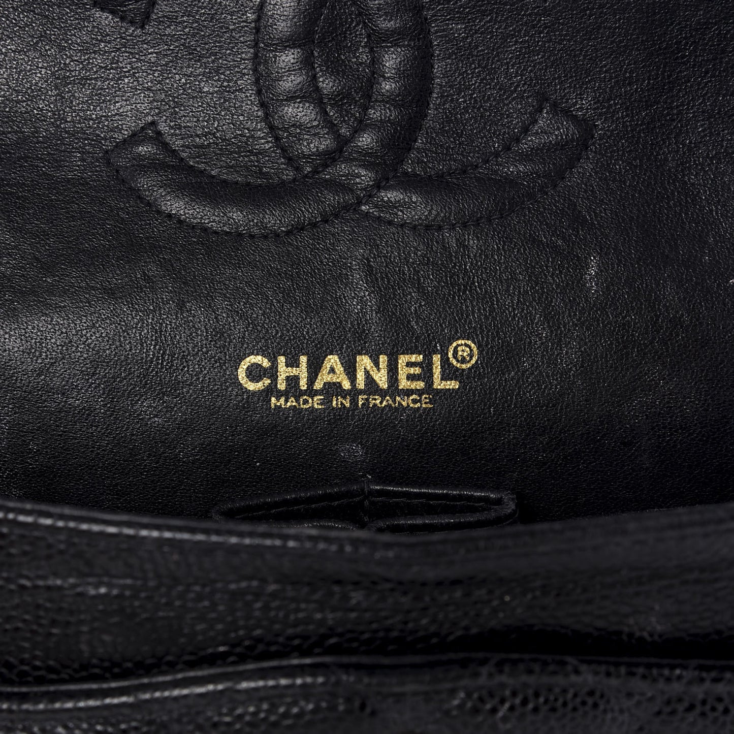 Caviar Quilted Medium Double Flap Black