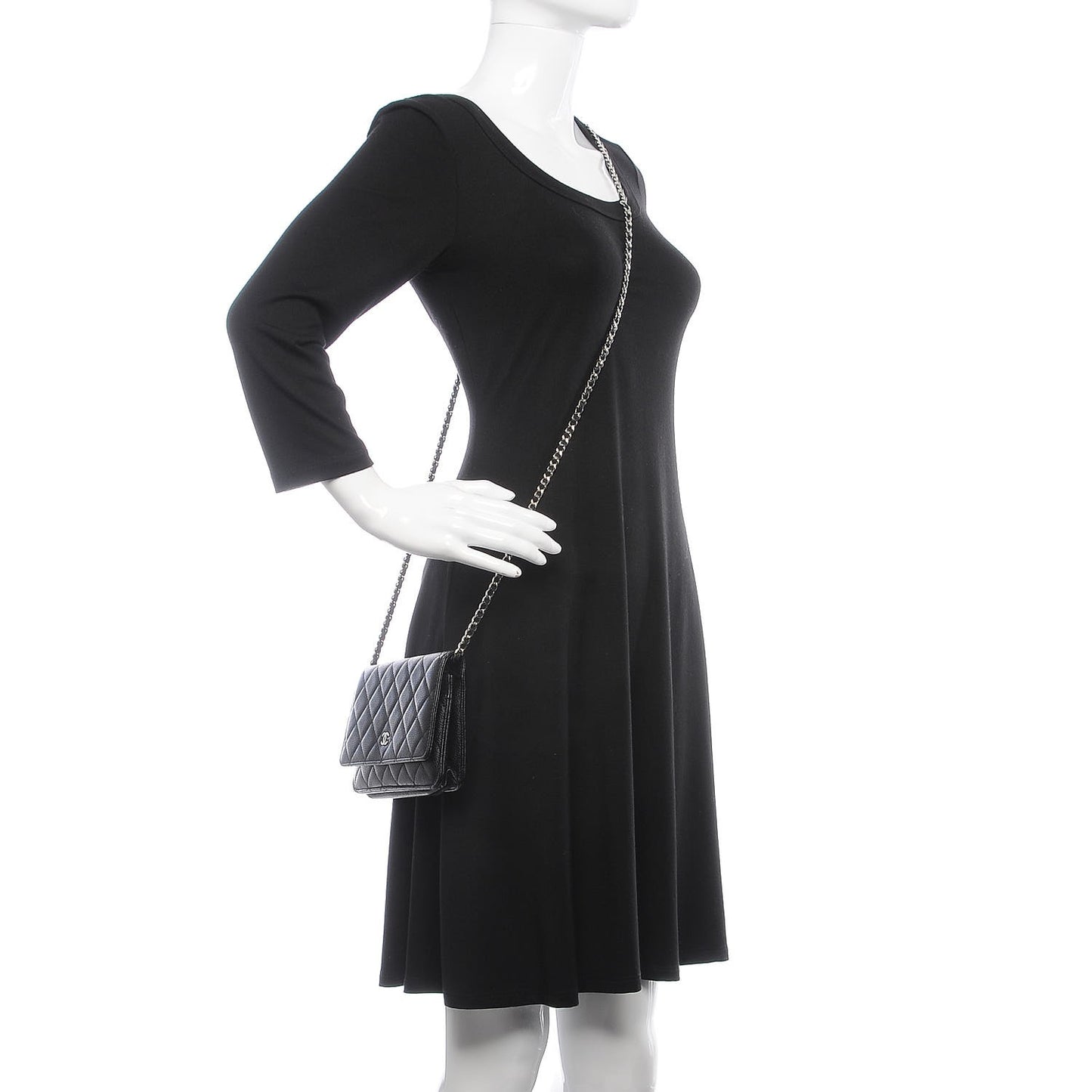Caviar Quilted Wallet On Chain WOC Black