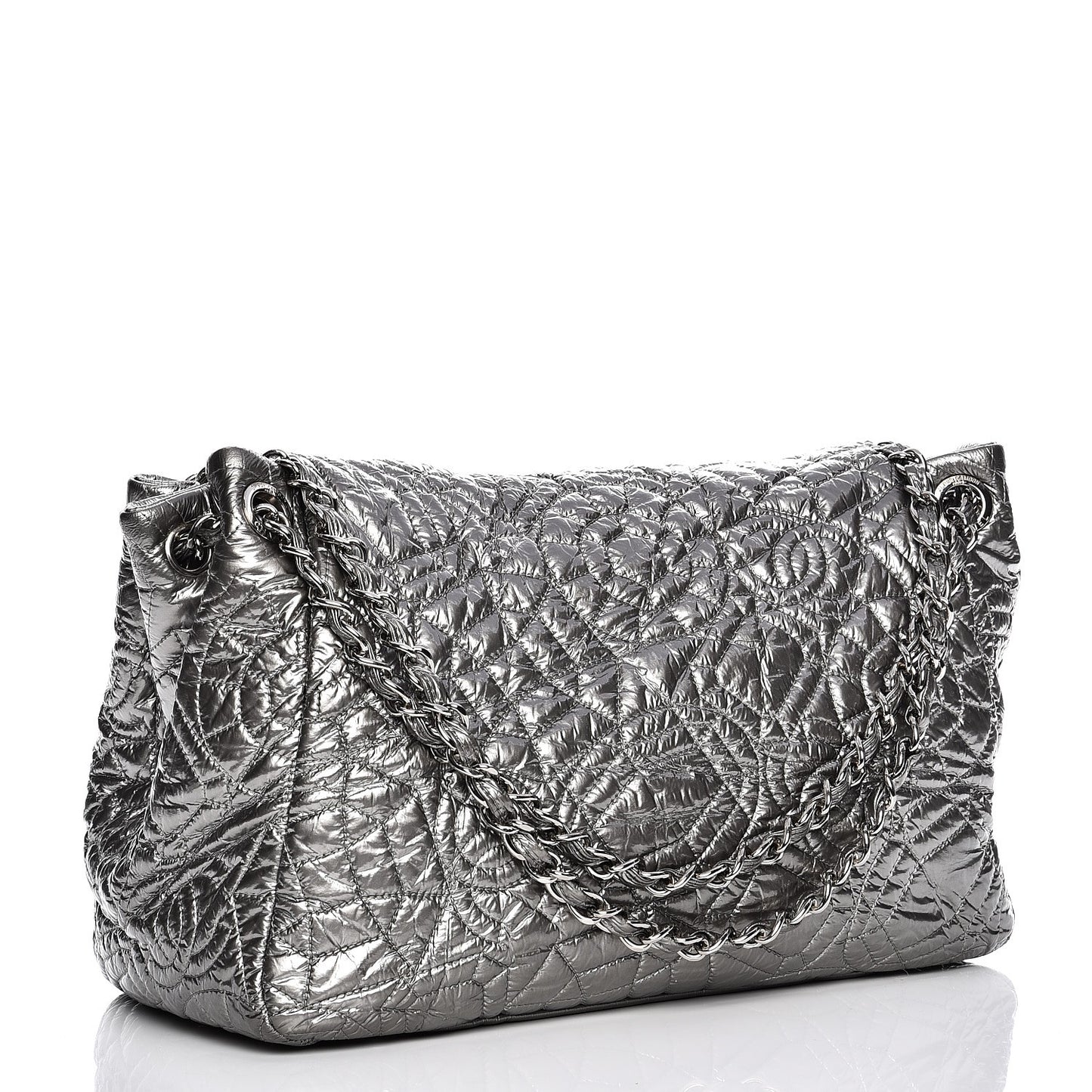 Vinyl Graphic Edge Accordion Flap Bag Silver