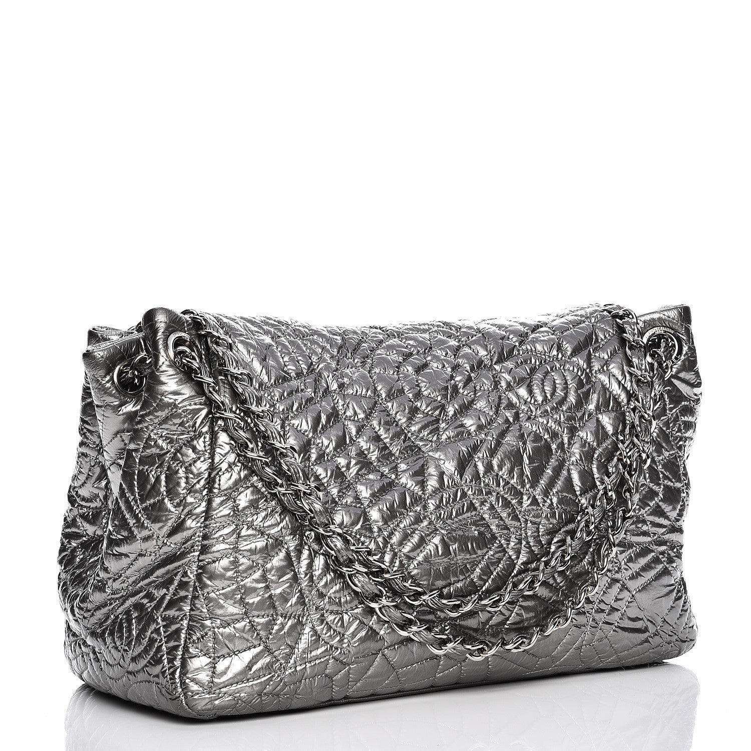 Chanel Vinyl Graphic Edge Accordion Flap Bag Silver 3 of 8