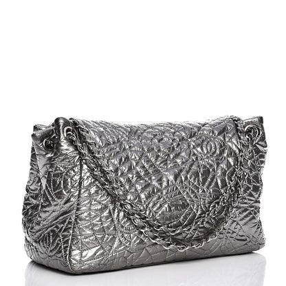 Chanel Vinyl Graphic Edge Accordion Flap Bag Silver 3 of 8