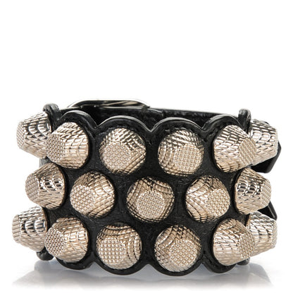 Balenciaga Agneau Arena Three Row Giant Silver Hardware M Bracelet Black 1 of 5