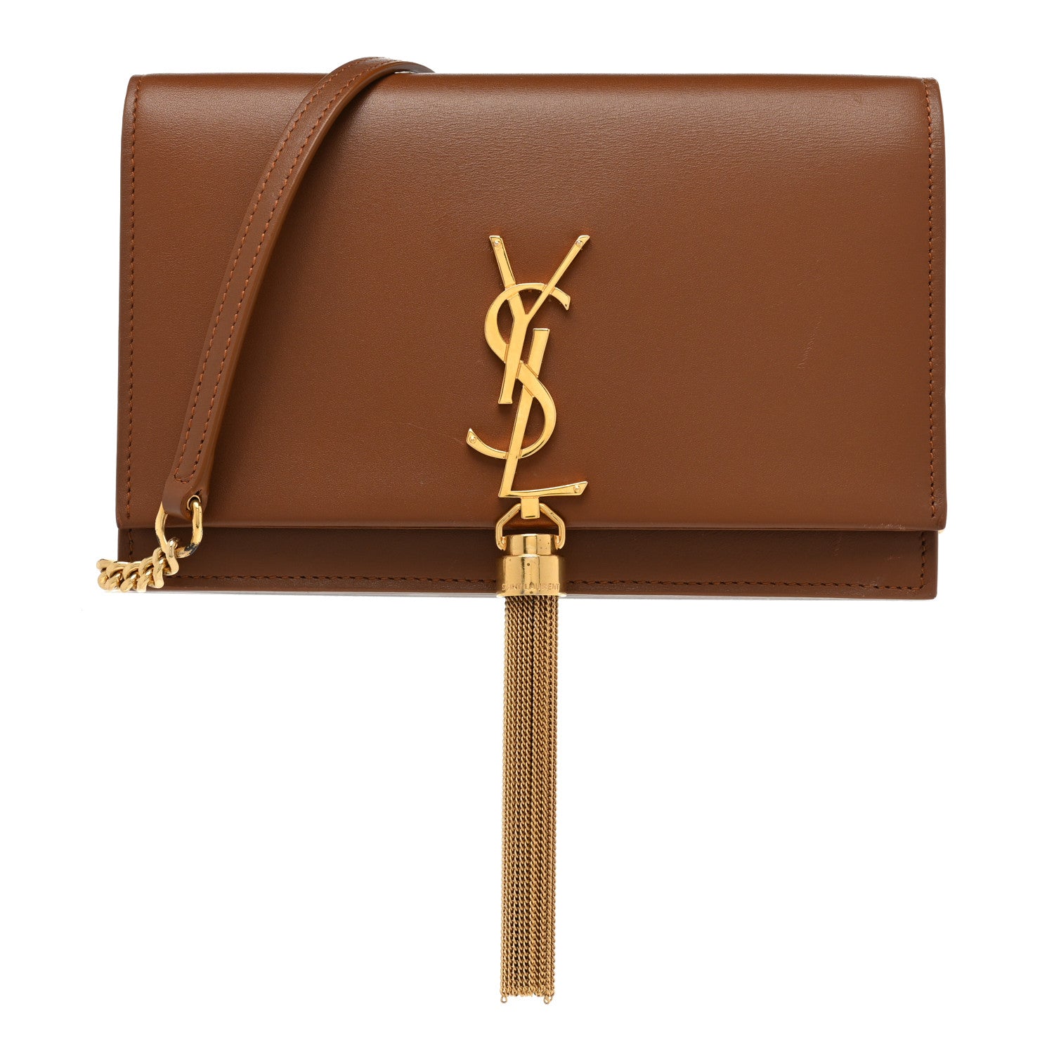 Saint Laurent Smooth Calfskin Classic Monogram Kate Tassel Chain Wallet Fauve 1 of 16