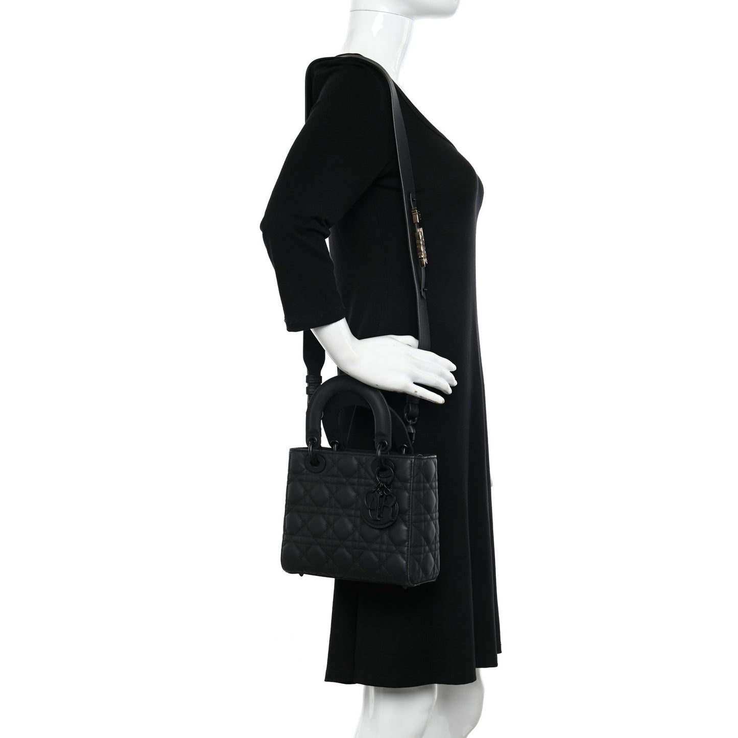 Ultra Matte Calfskin Cannage Small My ABCDior Lady Dior Black