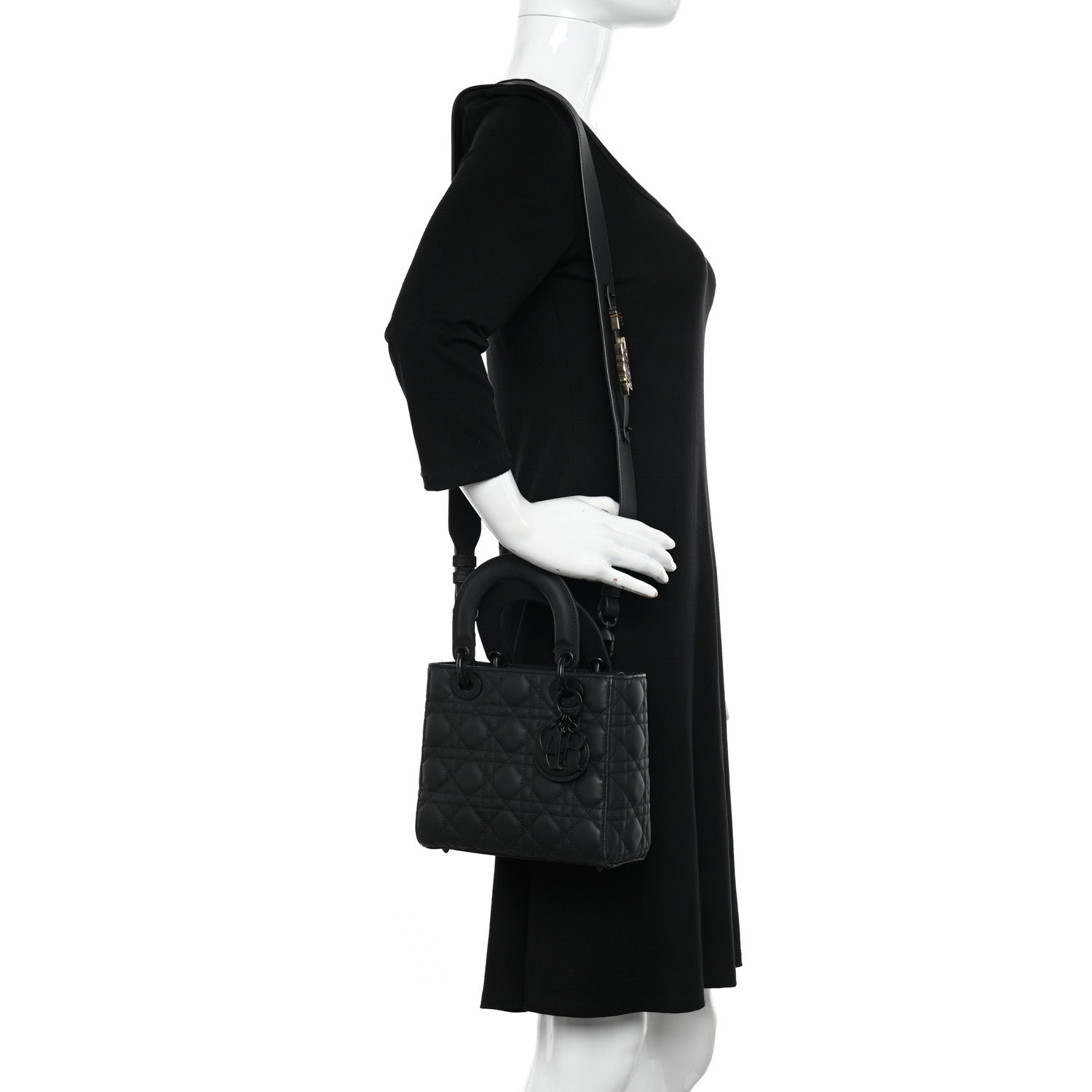 Christian Dior Ultra Matte Calfskin Cannage Small My ABCDior Lady Dior Black 2 of 11