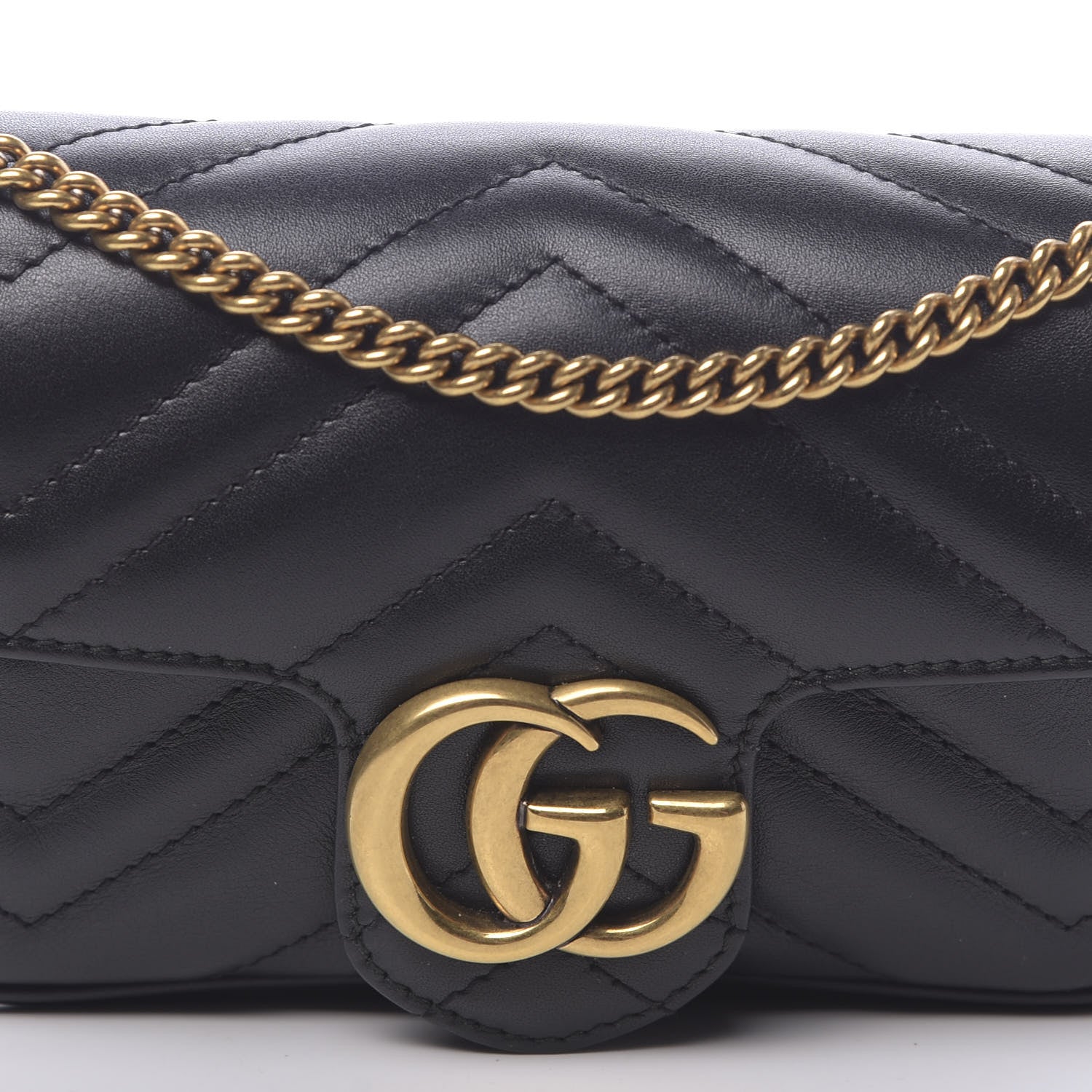 Gucci Calfskin Matelasse Super Mini GG Marmont Shoulder Bag Black 10 of 11