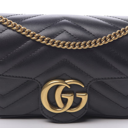 Gucci Calfskin Matelasse Super Mini GG Marmont Shoulder Bag Black 10 of 11