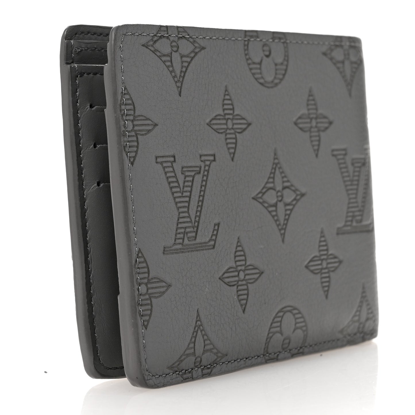 Calfskin Monogram Shadow Multiple Wallet Anthracite Gray