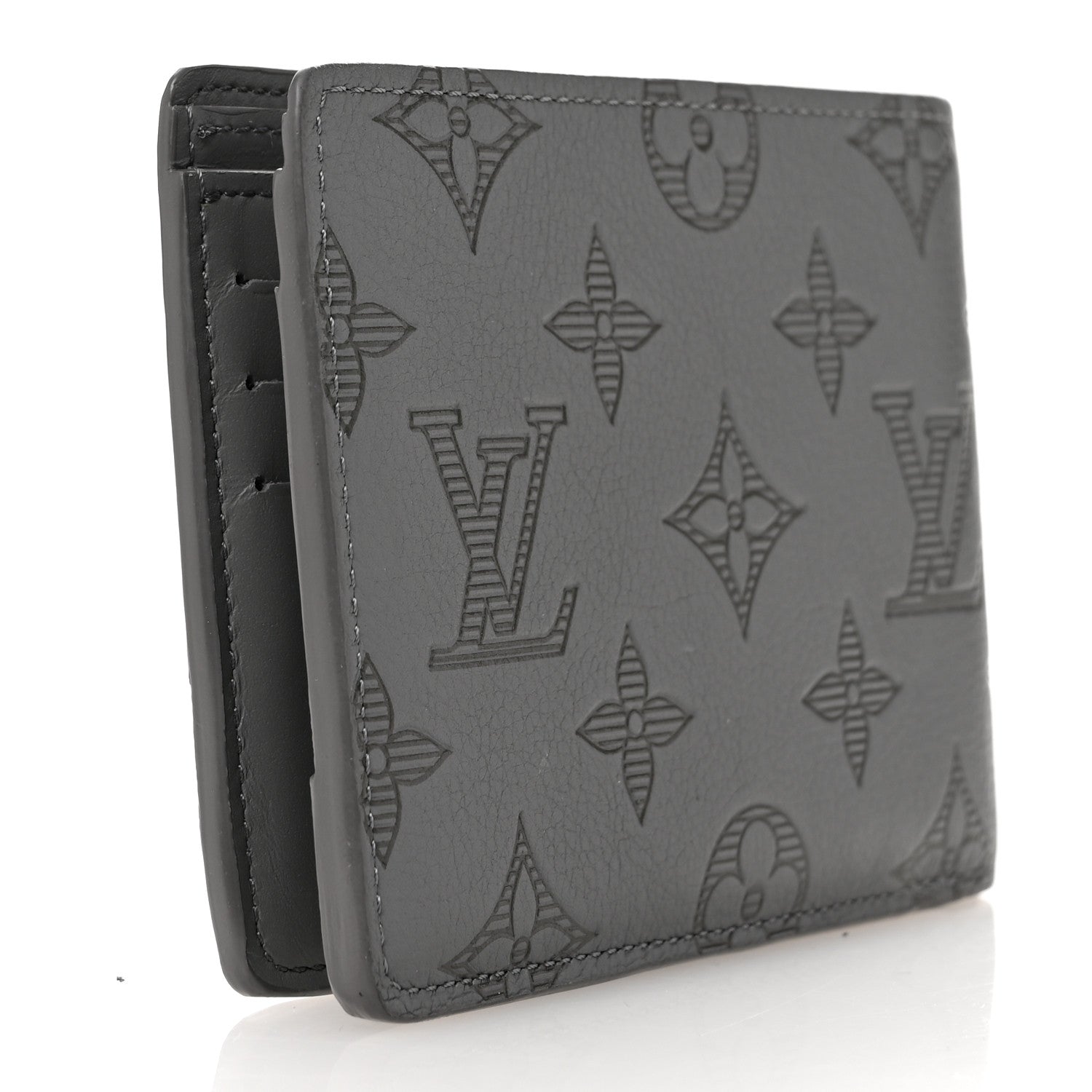 Louis Vuitton Calfskin Monogram Shadow Multiple Wallet Anthracite Gray 3 of 6