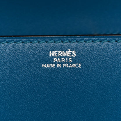 Hermes Tadelakt Medor 23 Clutch Bleu Izmir 6 of 14