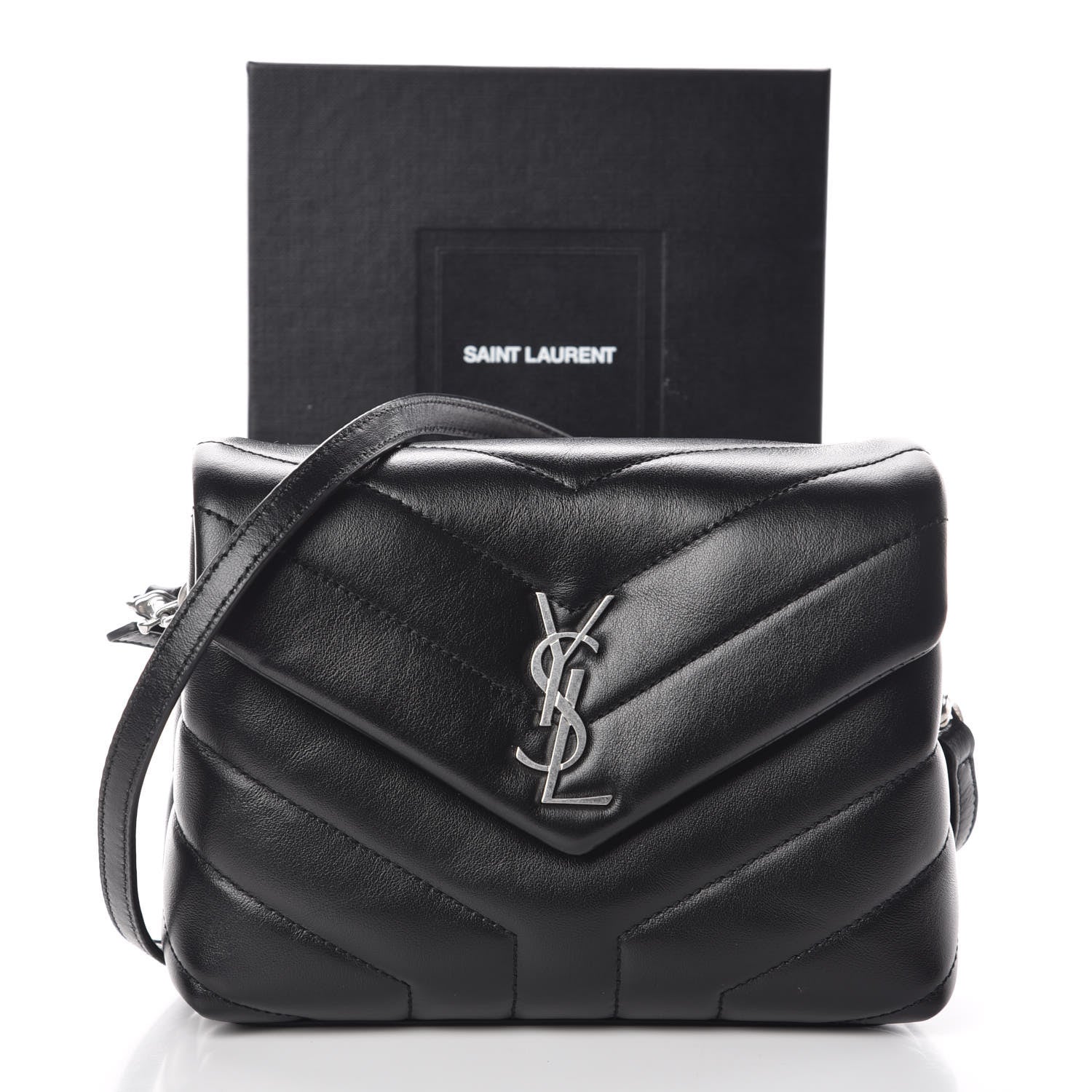 Saint Laurent Calfskin Y Quilted Monogram Toy Loulou Crossbody Bag Black 16 of 16