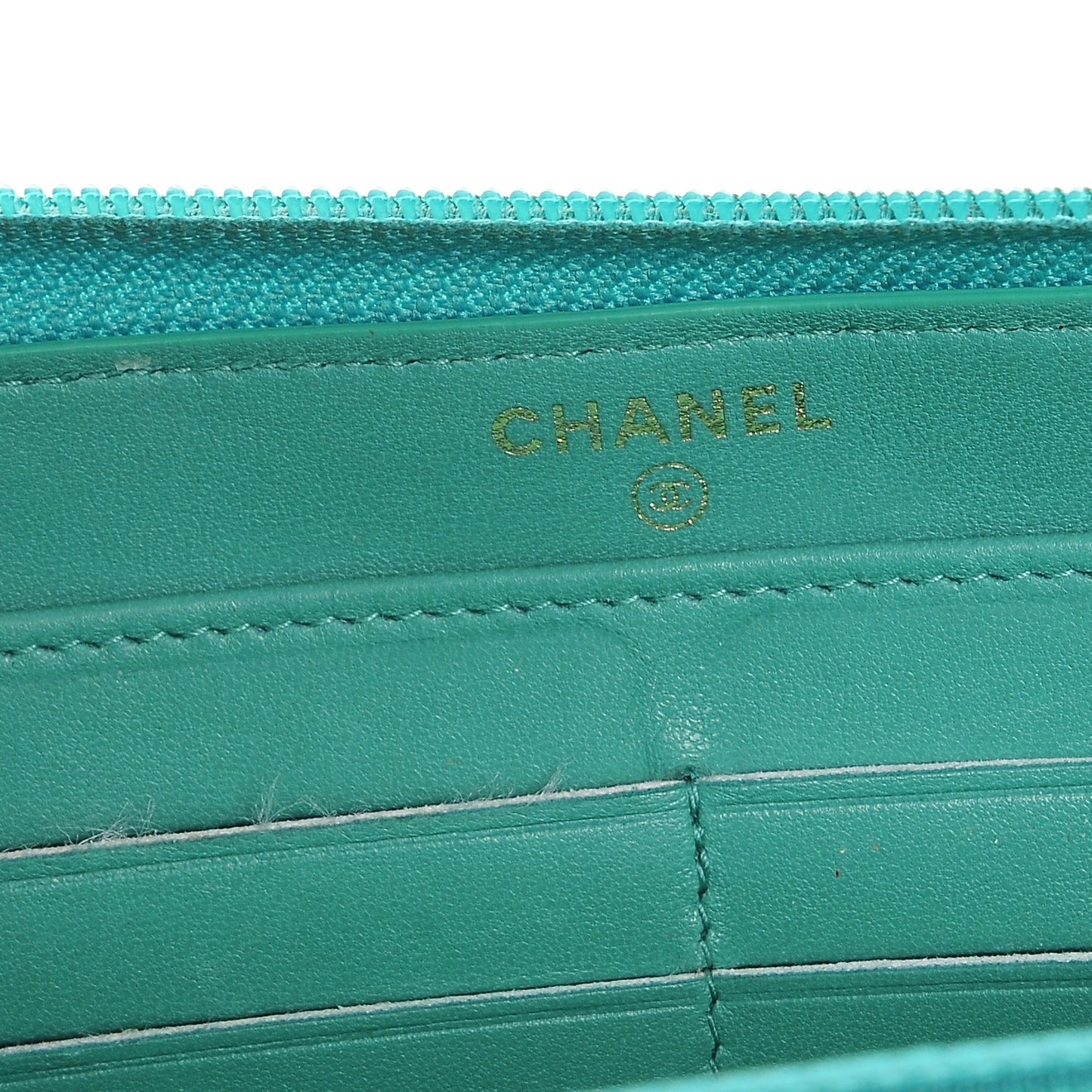 Lambskin Quilted Boy Zip Around Wallet Green
