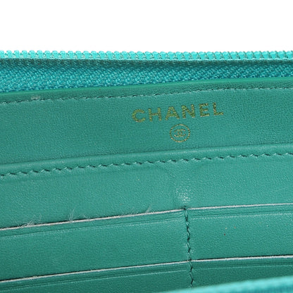 Chanel Lambskin Quilted Boy Zip Around Wallet Green 8 of 18