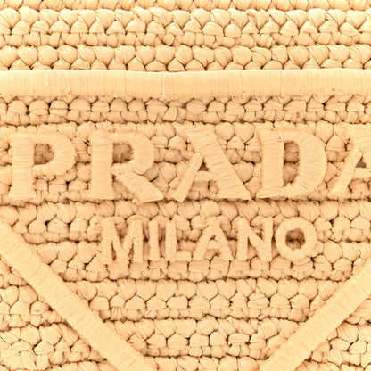 Prada Yarn Raffia Effect Crochet Triangle Shoulder Bag Naturale 7 of 9