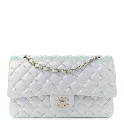 Chanel Iridescent Calfskin Quilted Medium Double Flap Light Blue 1 of 11