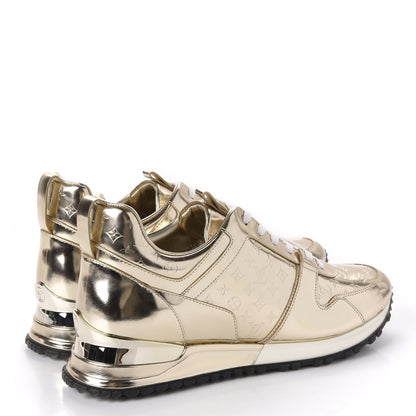 Louis Vuitton Metallic Patent Embossed Monogram Run Away Sneakers 37 Gold 4 of 10