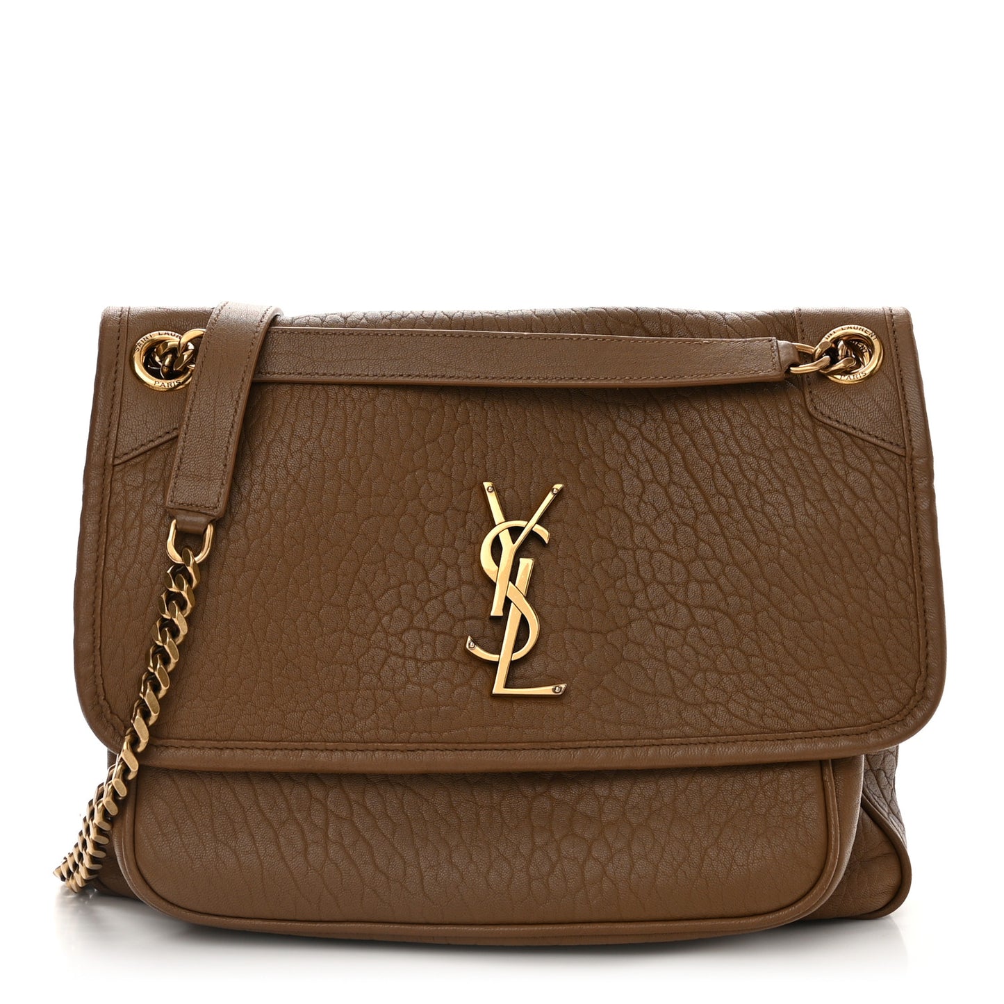 Grained Lambskin Monogram Medium Niki Chain Satchel Dark Cork
