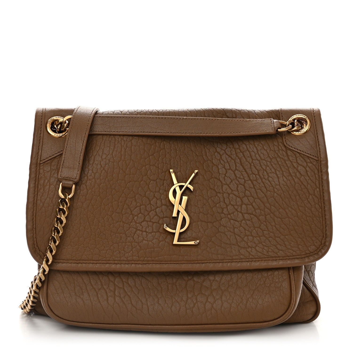 Saint Laurent Grained Lambskin Monogram Medium Niki Chain Satchel Dark Cork 1 of 11