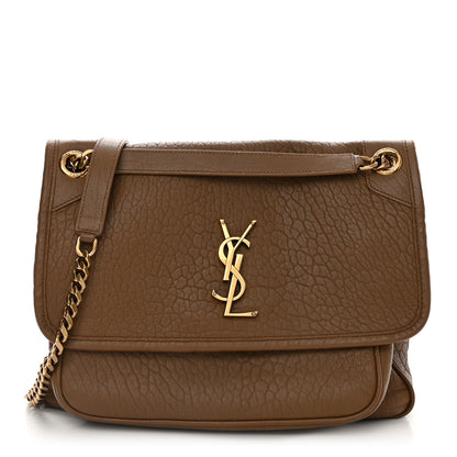 Saint Laurent Grained Lambskin Monogram Medium Niki Chain Satchel Dark Cork 1 of 11